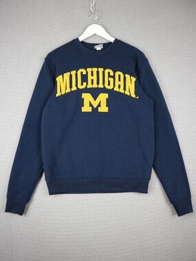 University of Michigan Collegiate Spellout Crewneck Sweater Small Navy